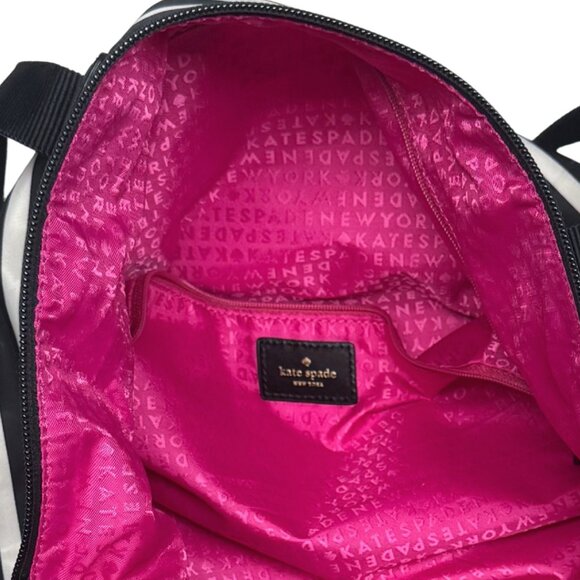 Kate Spade New York Bon Voyage Foldable Travel Duffle Bag β Black & White Stripe - Picture 12 of 17